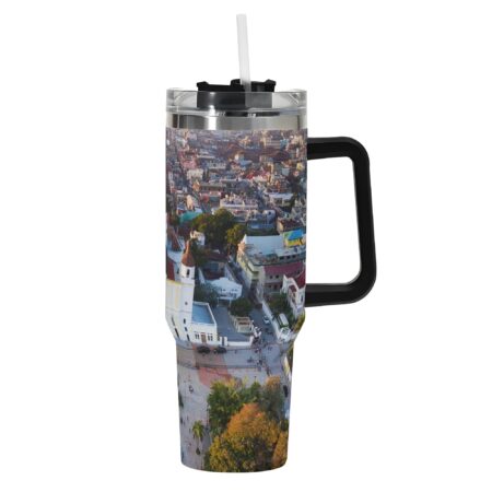 Cap Haitian Personalized 40oz Stainless Steel Tumbler With Black Handle and Straw