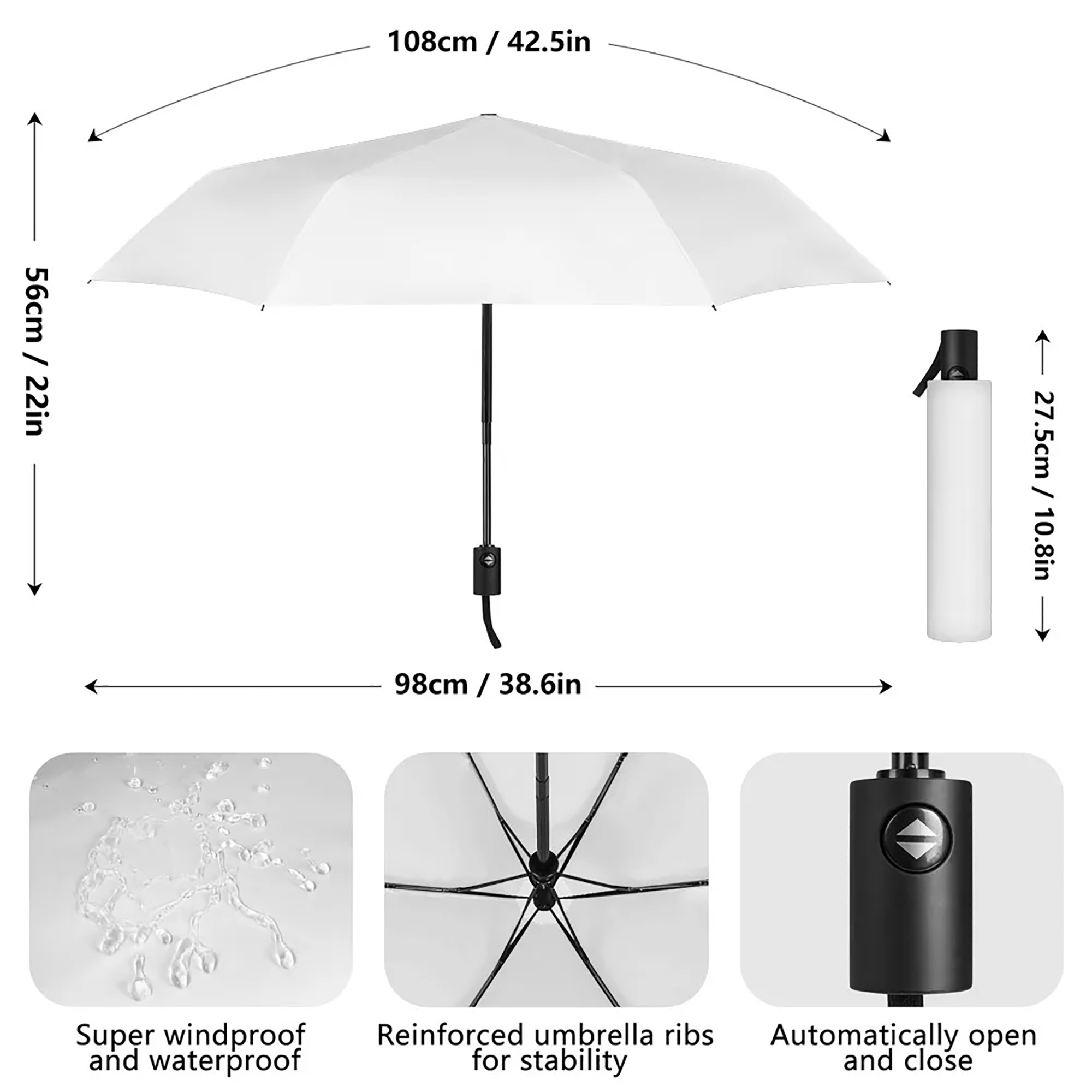 Lightweight Auto Open & Close Umbrella Printing Outside - Image 9